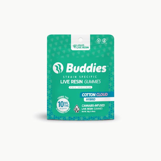 Buddies Brand - Live Resin Gummies Cotton Cloud 10ct (H) - 1