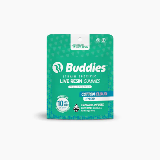 Buddies Brand - Cotton Cloud Live Resin Gummies | 100mg | 10ct | 10mg/ea - 1