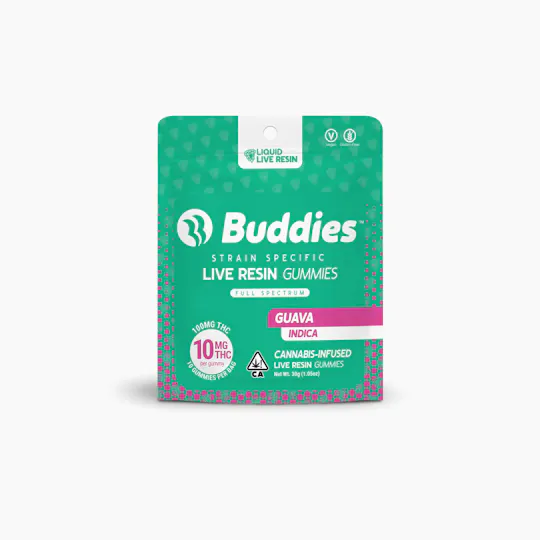 Buddies Brand - Guava Live Resin Gummies | 100mg | 10ct | 10mg/ea - 1