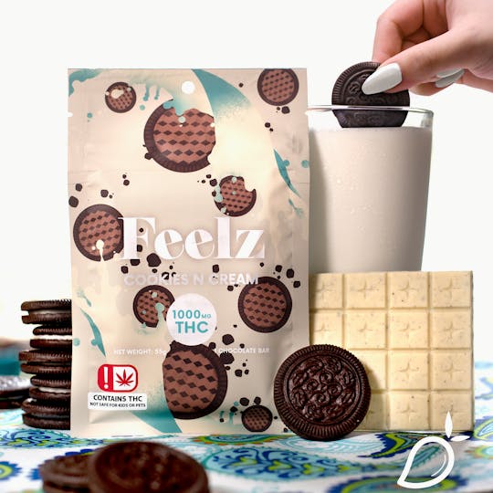 Feelz - 1000mg Cookies N Cream Chocolate Bar - 1