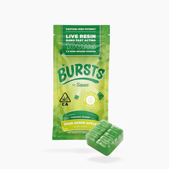 Sauce. - Sauce | Bursts | Sour Green Apple | Live Resin Gummies | 100mg - 1