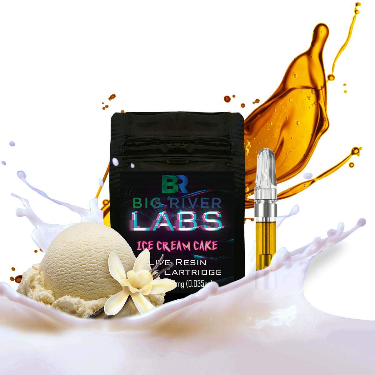 Big River Cannabis Company - Live Resin Liquid Diamonds 1g Vape Cart - ICE CREAM CAKE - 1