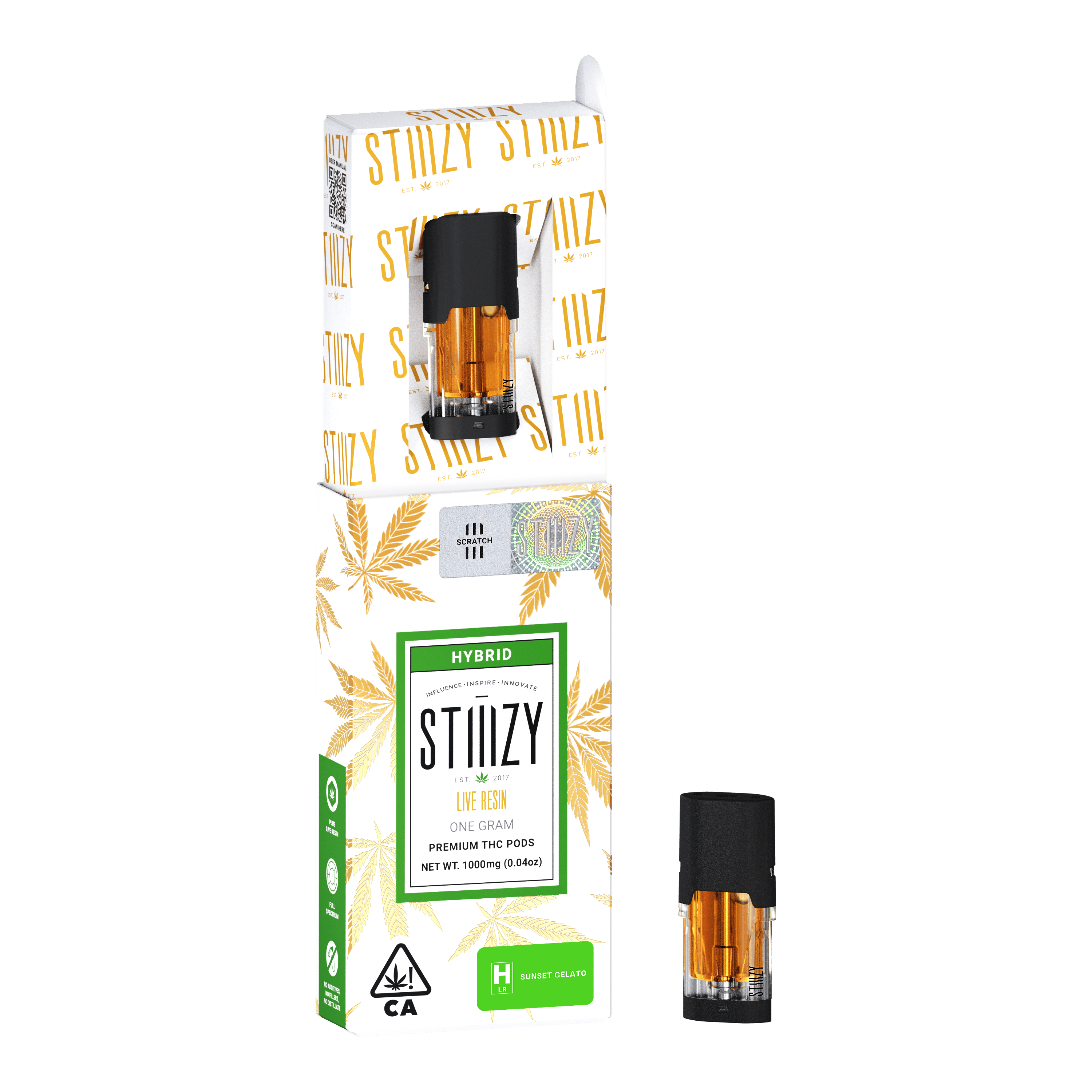 STIIIZY - Vape Cartridge - SUNSET GELATO 1G Live Resin Pod - STIIIZY - 1