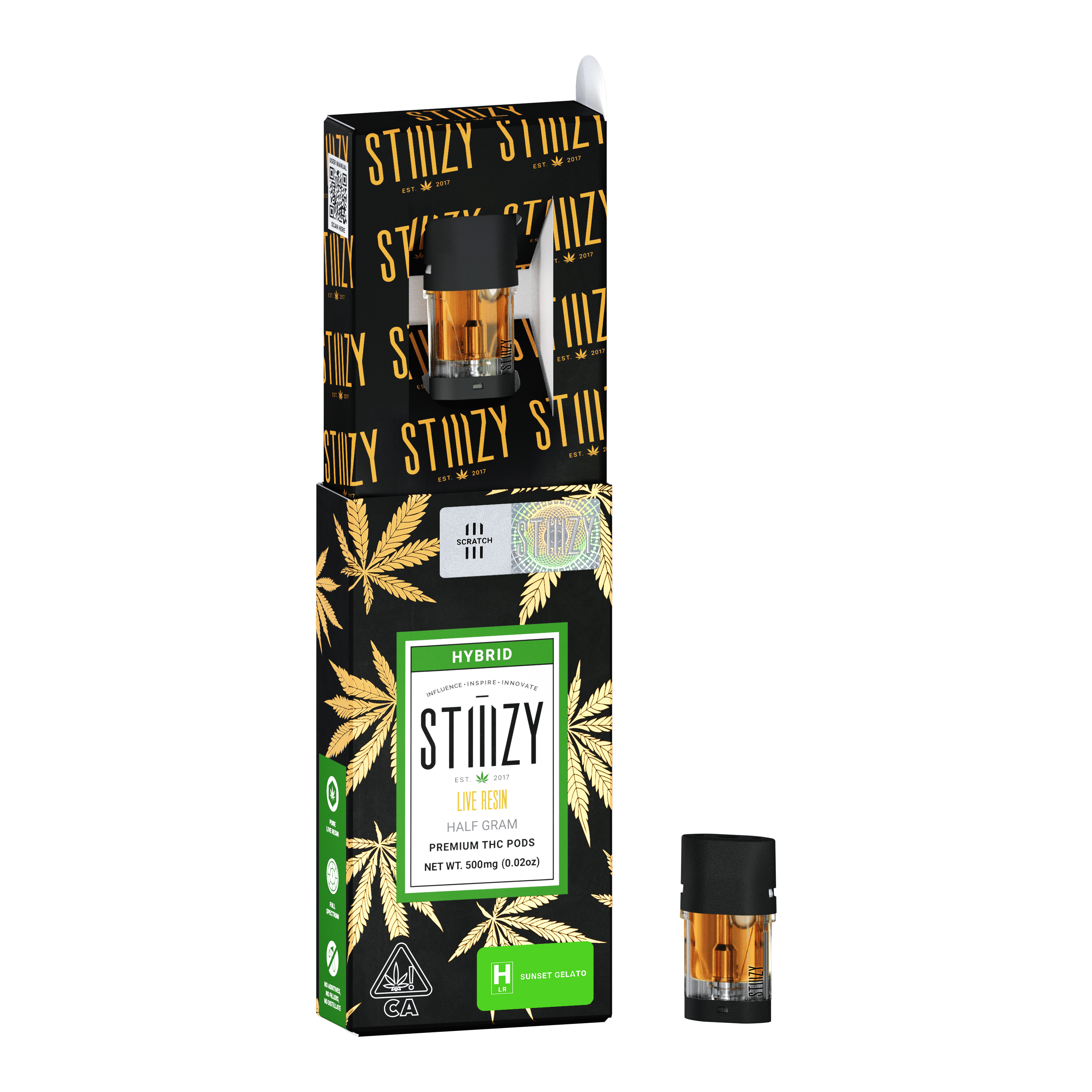 STIIIZY - Vape Cartridge - SUNSET GELATO .5G Live Resin Pod - STIIIZY - 1