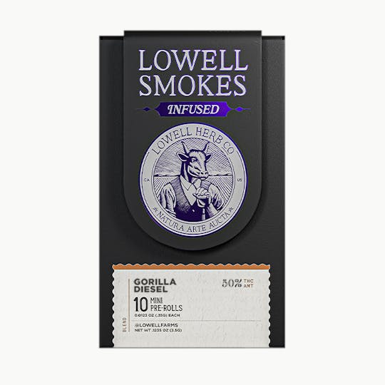 Lowell Herb Co. - Lowell Smokes | 4g Quicks Pre-Roll Infused Pack | Gorilla Diesel - 1