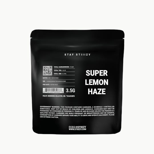 STIIIZY - - SUPER LEMON HAZE - 3.5G Black Label Mylar - 1