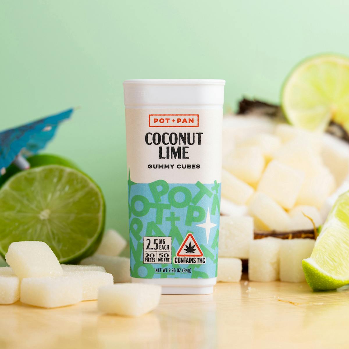 Pot + Pan - Pot + Pan | 1:1 | Coconut Lime Gummy Cubes | 20 pieces (2.5mg) - 1