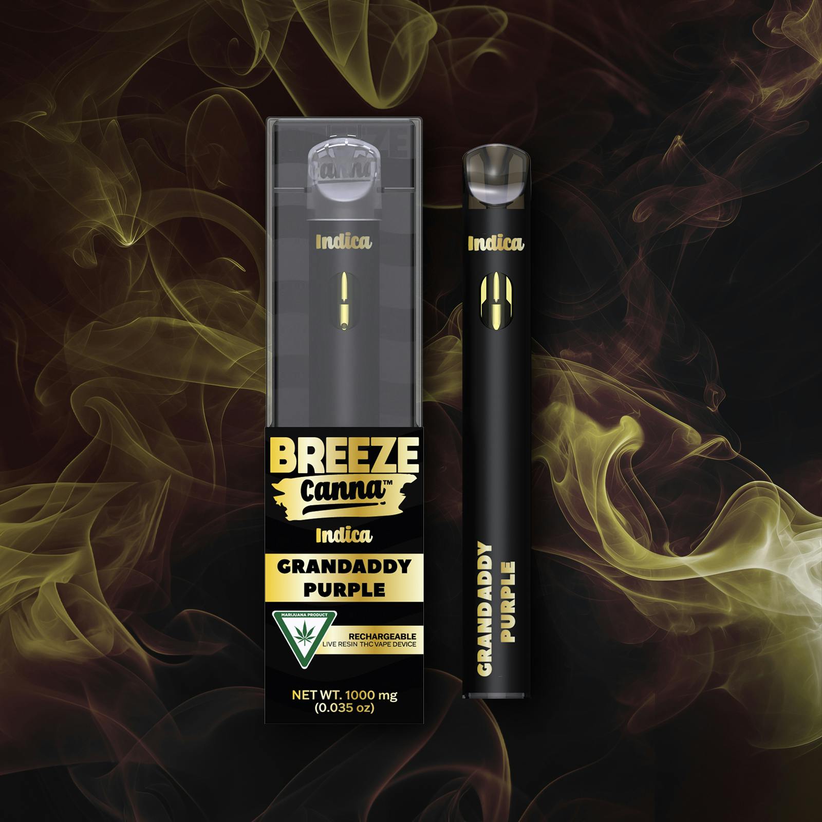 Breeze Canna - Grandaddy Purple - Indica Live Resin 1g PLUS Vape Device — BREEZE Canna - 1
