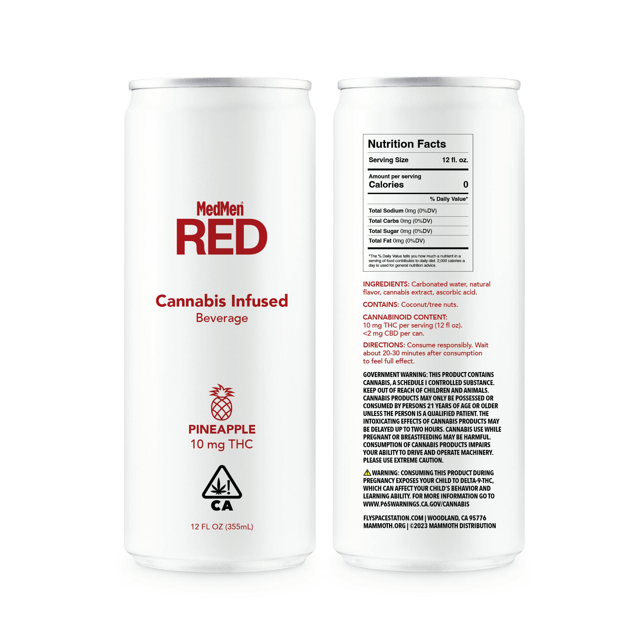 MedMen Red - Pineapple THC Infused Sparkling Beverage - 1