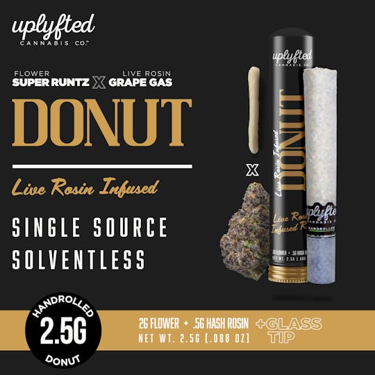 Uplyfted Cannabis Co - 2.5g Live Rosin Donut - Super Runtz X Grape Gas Rosin - 1