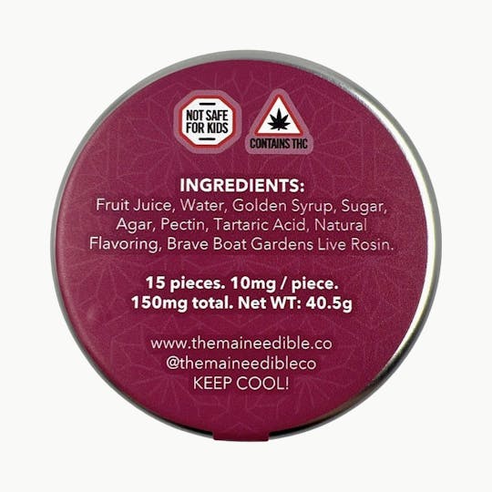 Indico - 150mg Strawberry Gummies - The Maine Edible Co. + Brave Boat Gardens - 1