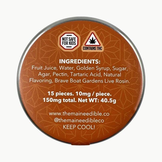 Indico - 150mg Mango Tangerine Gummies - The Maine Edible Co. + Brave Boat Gardens - 1