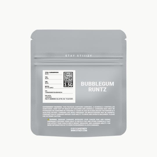 STIIIZY - - BUBBLEGUM RUNTZ - 3.5G Grey Label Mylar - 1