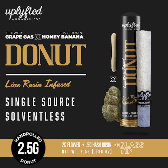 Uplyfted Cannabis Co - 2.5g Live Rosin Donut - Grape Gas X Honey Banana - 1
