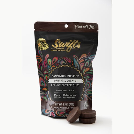 Swifts Edibles - Swifts Peanut Butter Cups Dark Chocolate - 100MG - ROSIN - Sativa - 1
