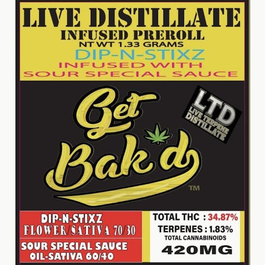 Bak'd - Bak'd Infused 1.33g Pre Roll (Dip In Stickz x Sour Special Sauce) - 1