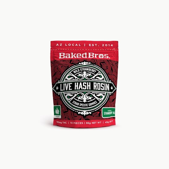 Baked Bros - Baked Bros Live Hash Rosin Gummie | Wild Strawberry | 100mg - 1