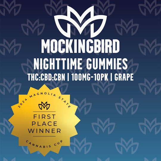Mockingbird - Mockingbird Gummies: Nighttime THC:CBD:CBN Grape 100mg-10pk - 1