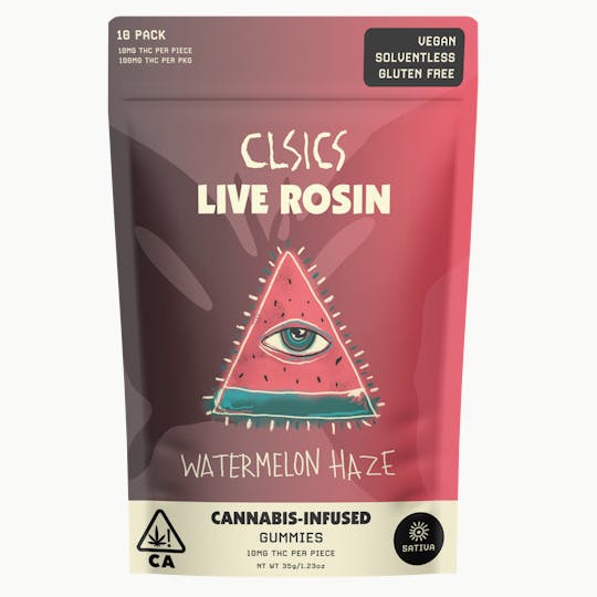 CLSICS Rosin & Rosin Infused Pre Rolls - Watermelon Haze - 10Pk GUMMIES LIVE ROSIN INFUSED - 1