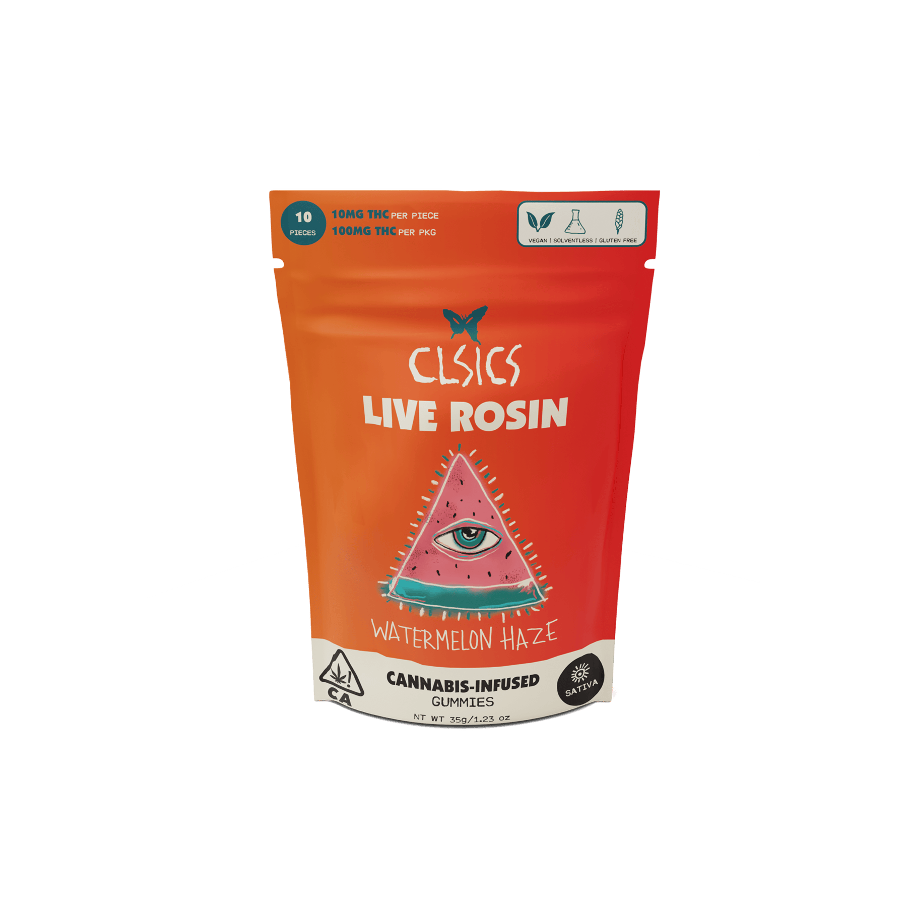 CLSICS Rosin & Rosin Infused Pre Rolls - CLSICS - Watermelon Haze - Live Rosin Infused Gummies - 10ct - 1