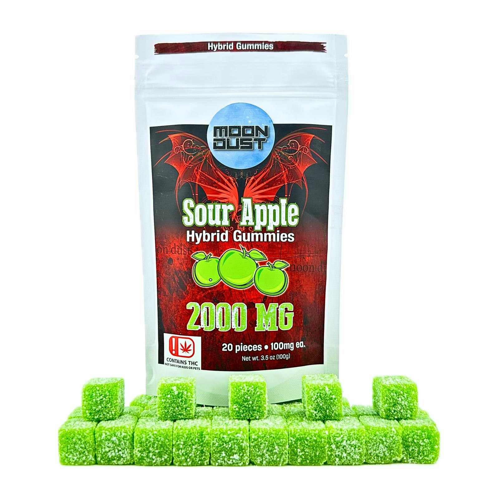 MOON DUST - Moon Dust | Sour Apple Gummies | 2000mg | 20ct | 100mg/ea - 1