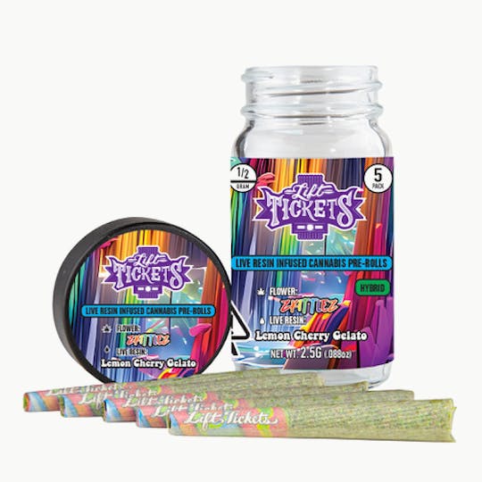 Lift Tickets - Zkittlez x Lemon Cherry Gelato - Infused Pre-Roll 5-Pack - 1