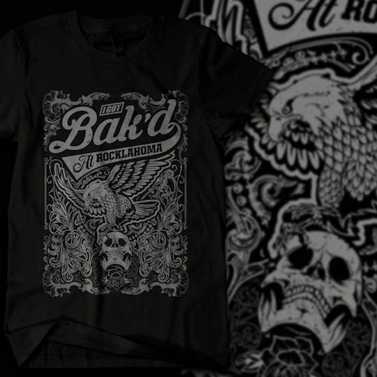 Bak'd - Bak'd at Rocklahoma Skull T-Shirt (Small-XL) - 1