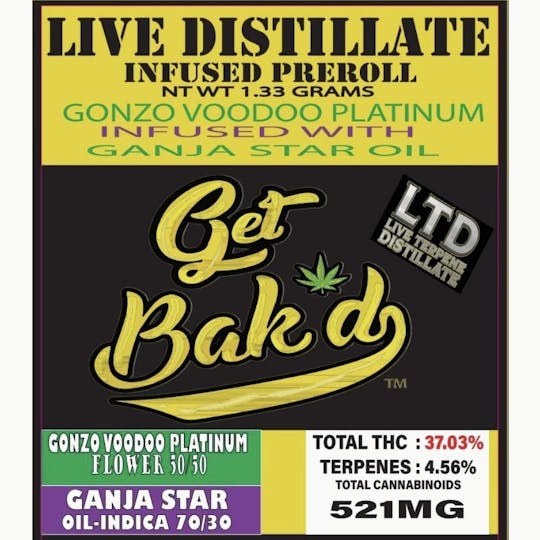 Bak'd - Bak'd Infused 1.33G Pre Rolls (Super boof infused with Bubba Kush) - 1
