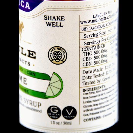 Mule Extracts - 1000mg Lime 1:1:1 THC CBD CBN Muleshine (Indica) - 1