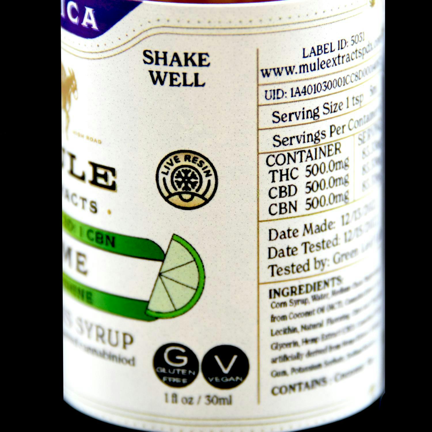 Mule Extracts - Mule Extracts | Lime 1:1:1 Muleshine | THC:CBD:CBN 1000mg | 120mL - 1