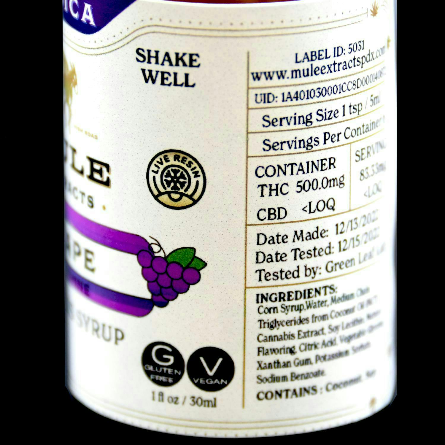 Mule Extracts - Grape Muleshine | Infused Syrup | 250mg | 30ml - 1