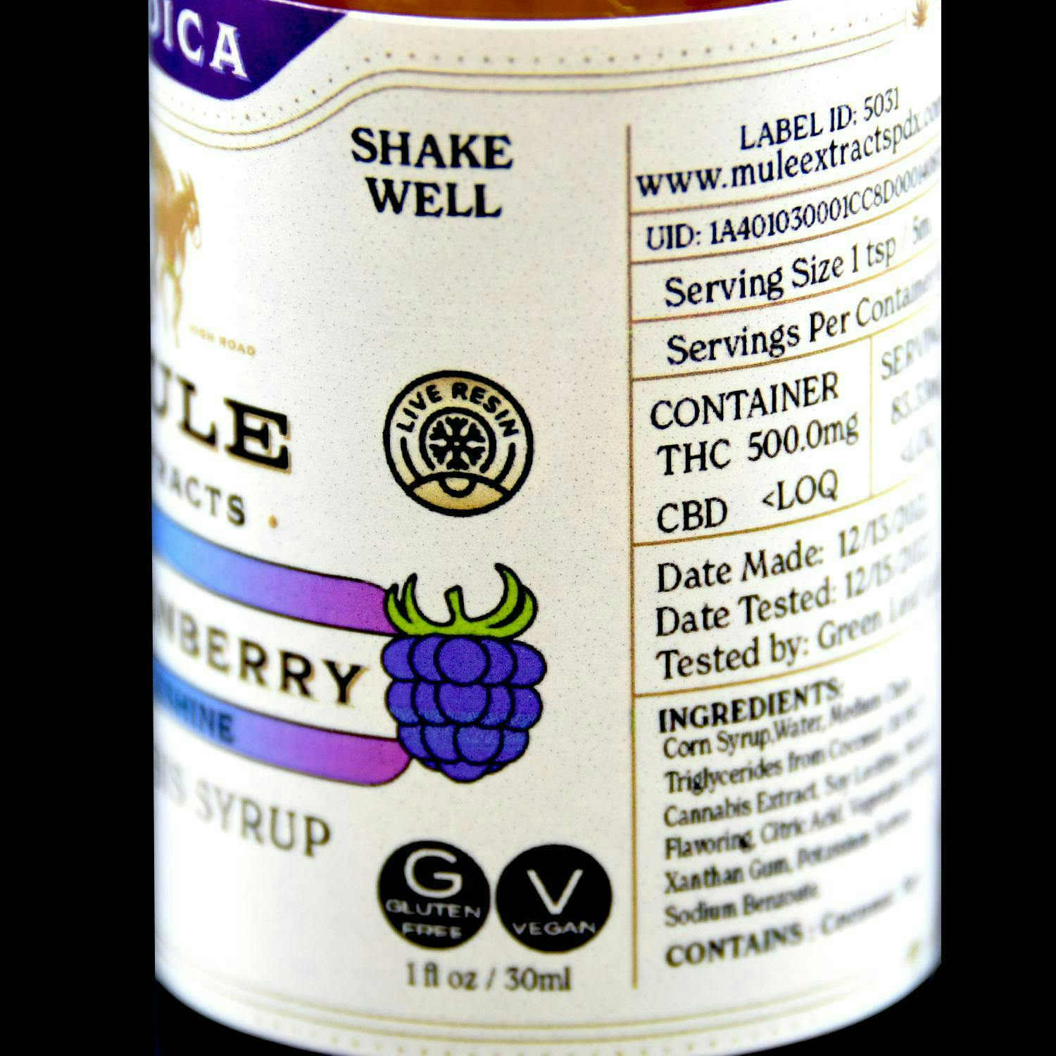 Mule Extracts - Marionberry Muleshine | Infused Syrup | 250mg | 30ml - 1
