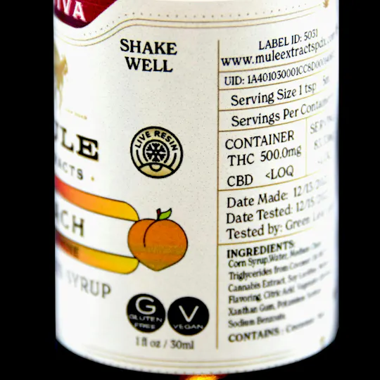 Mule Extracts - Peachy Muleshine | Infused Syrup | 250mg | 30ml - 1