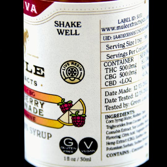 Mule Extracts - 250mg Raspberry Lemonade CBG 1:1 Muleshine (Sativa) - 1