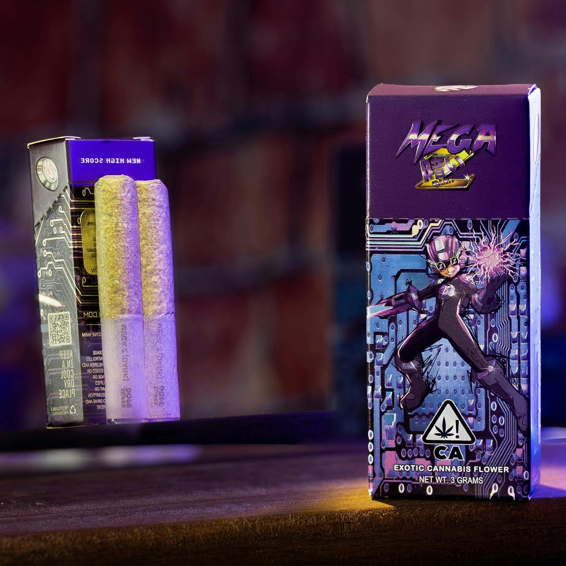 OVERDOSE FAT S PRO パープル ⚡️ POWER UPS - Mega Z (Dark) - 2x Pre Rolls (3g) - Super Dope
