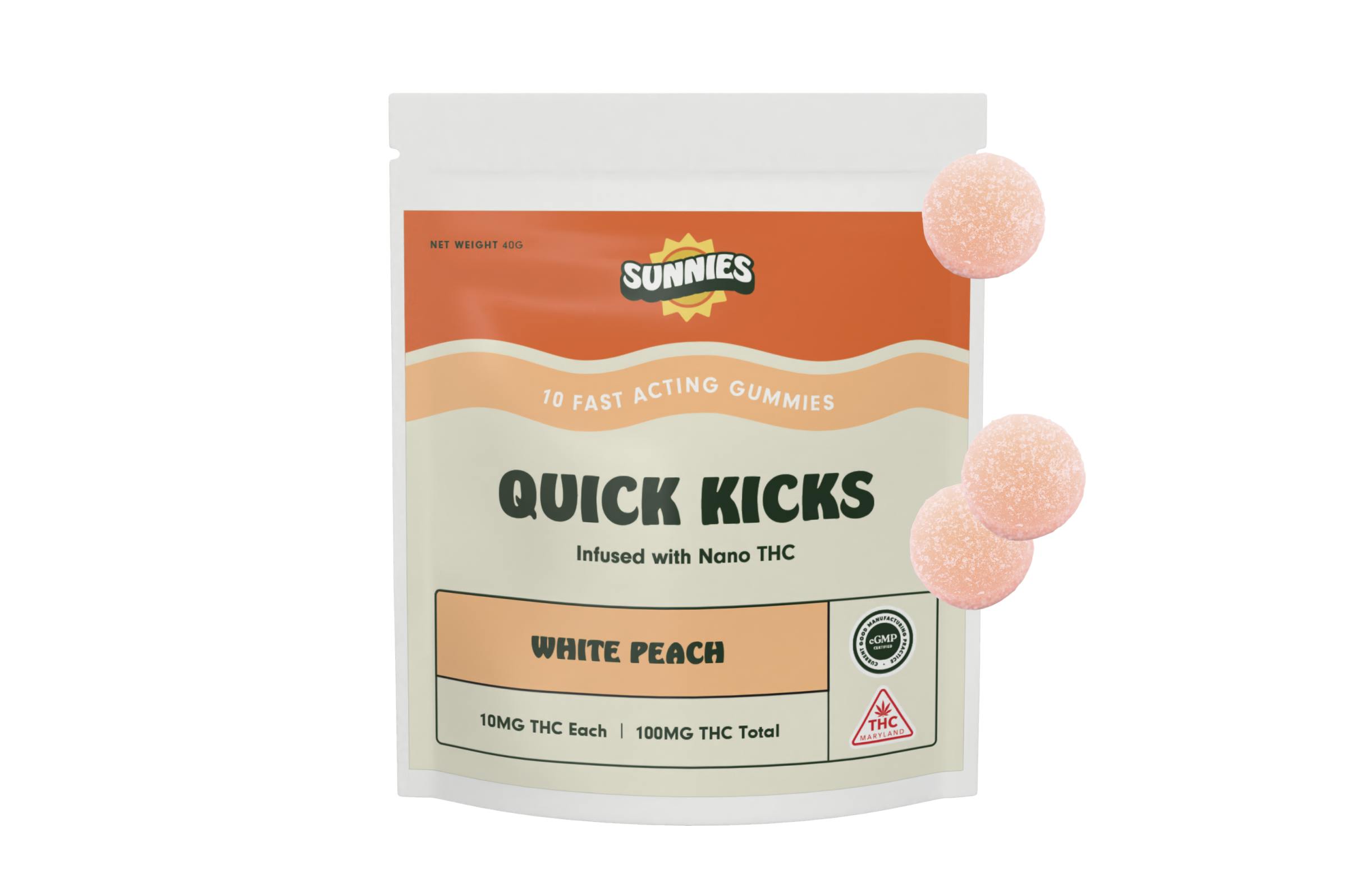 SunMed Growers - White Peach Nano Gummies 100mg - 1