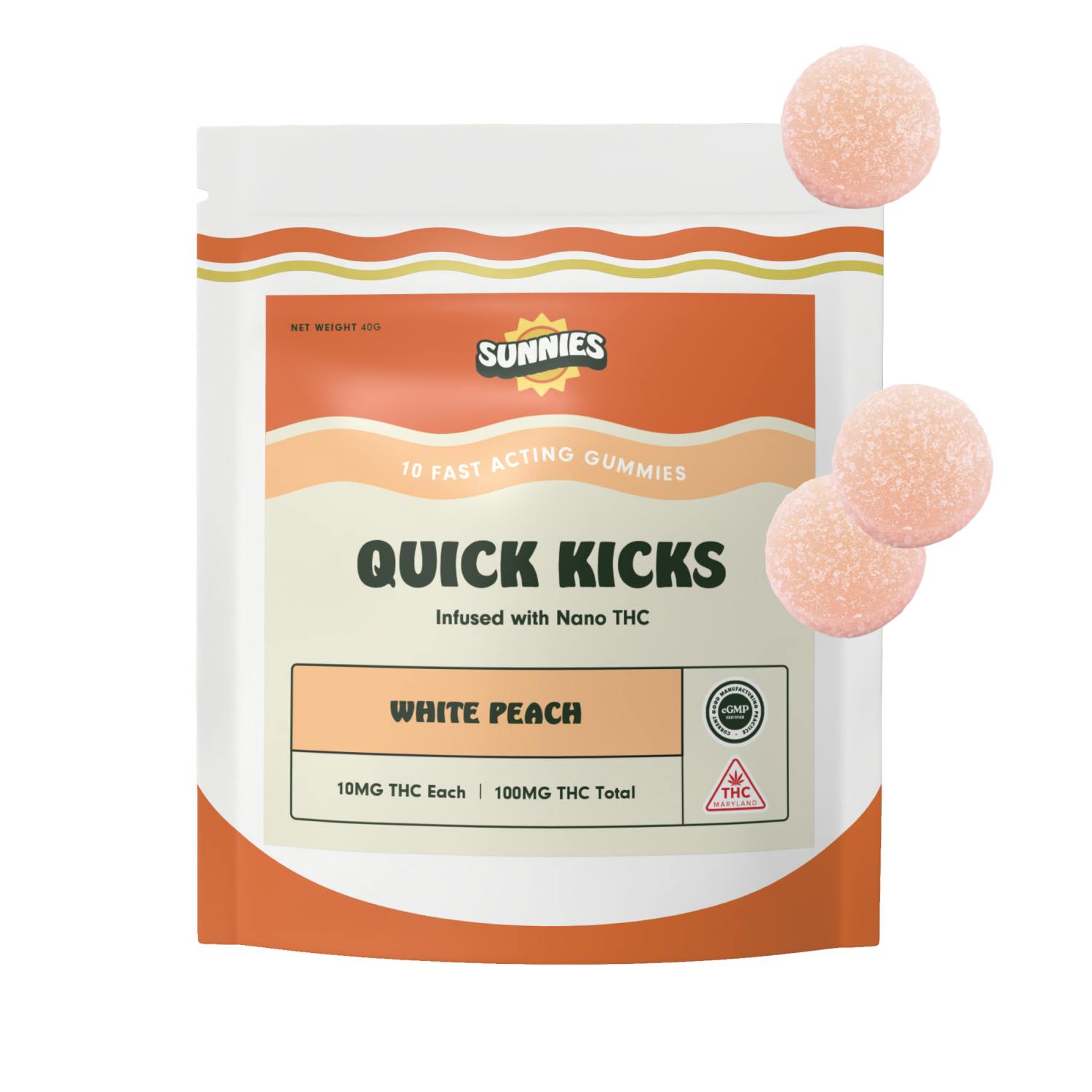 SunMed Growers - White Peach Nano Gummies 100mg - 1