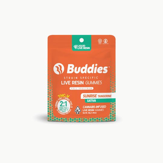 Buddies Brand - Live Resin Gummies - Sunrise Tangie 2:1 THC:THCV - 10ct - 1