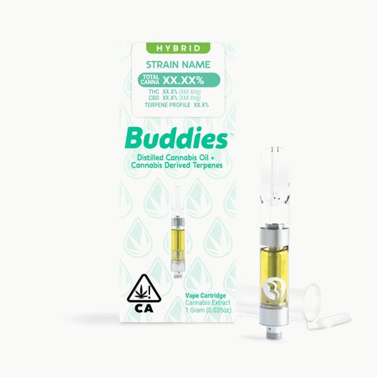 Buddies Brand - Distillate + CDT Blue Banana 1g Vape Cart (H) - 1
