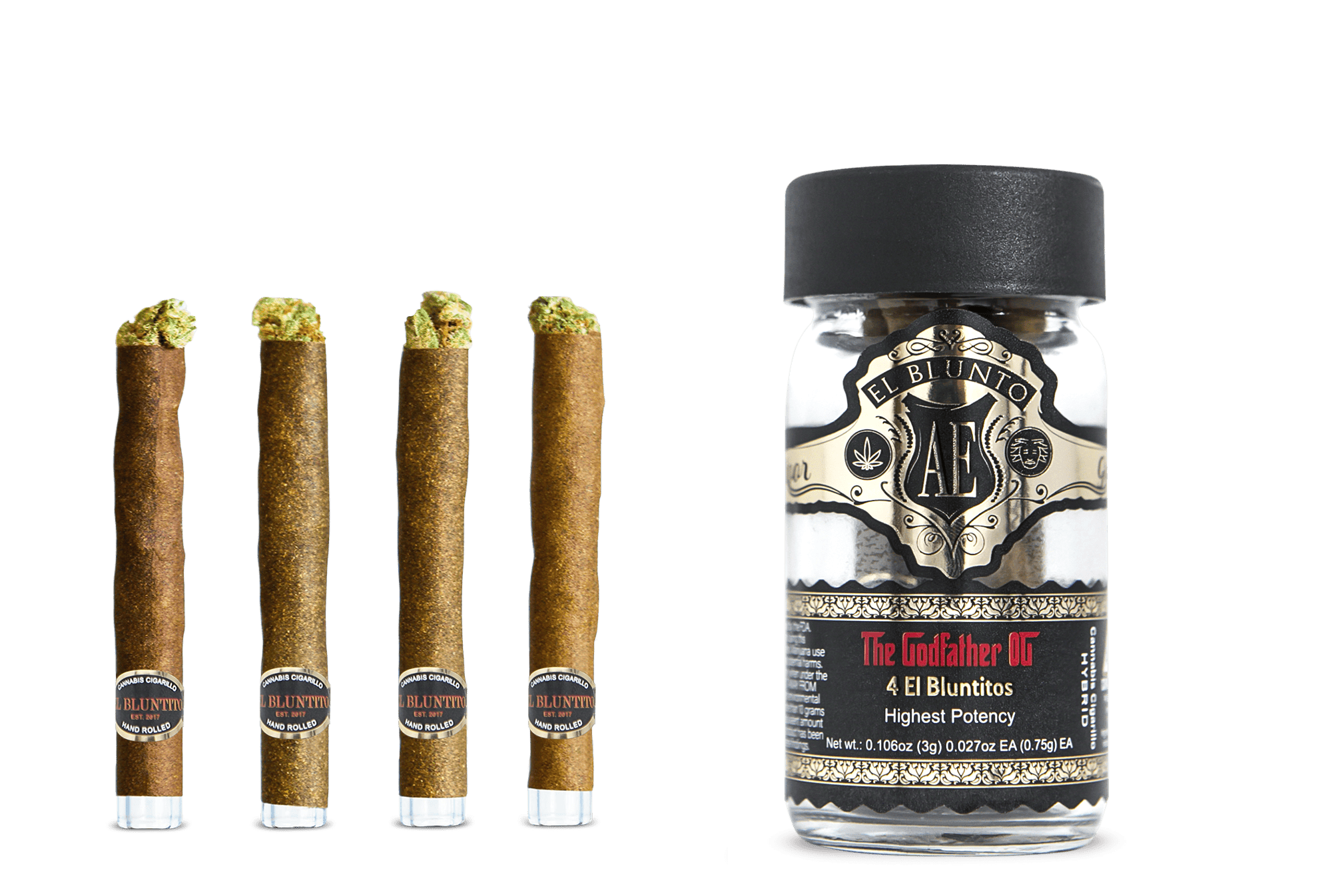 El Blunto by Albert Einstone's - El Bluntito 4-Pack - The Godfather OG - 4 x .75G [Mini Blunt Pack] - 1