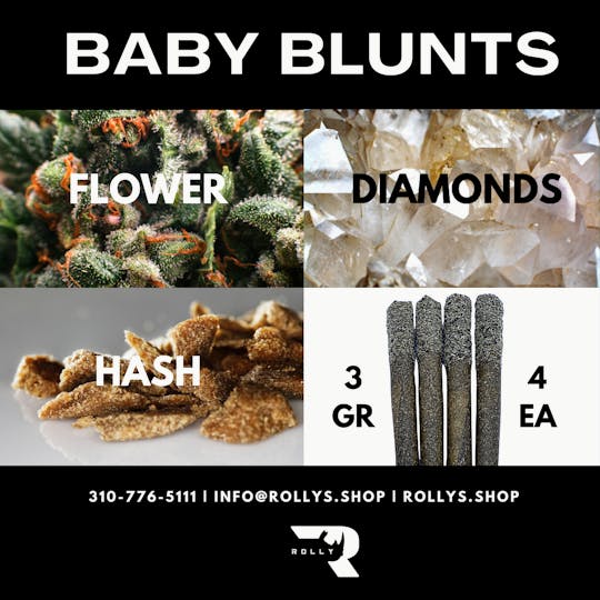ROLLY - Baby Blunts Cherry Gas Diamond & Hash Infused 2.5G 4 baby blunts - 1