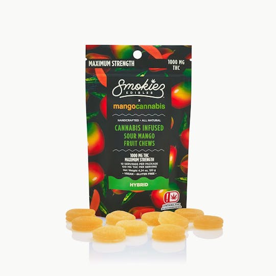 Smokiez Edibles - 1000mg THC Mango Fruit Chews - Smokiez x Mango Cannabis - 1