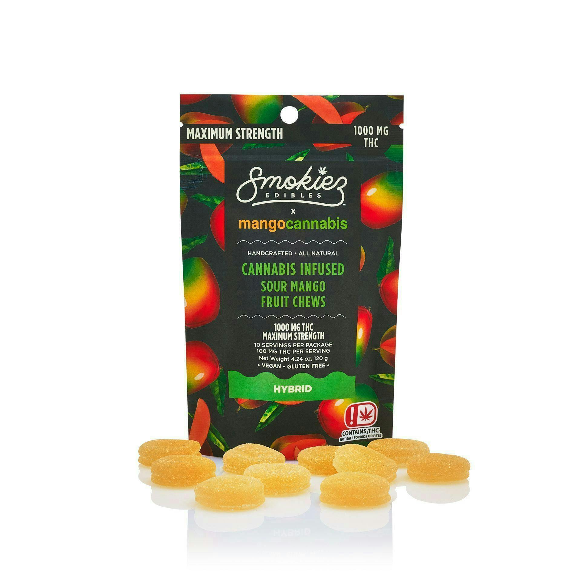 Smokiez Edibles - Smokiez + Mango Cannabis | Mango Fruit Chews | 1000mg | 10ct | 100mg/ea - 1