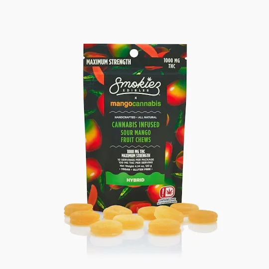 Smokiez Edibles - Smokiez + Mango Cannabis | Mango Fruit Chews | 1000mg | 10ct | 100mg/ea - 1