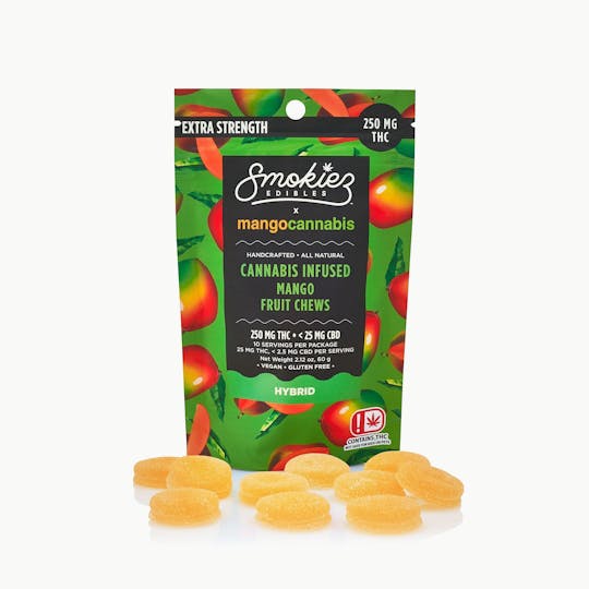 Smokiez Edibles - 250mg THC Mango Fruit Chews - Smokiez x Mango Cannabis - 1