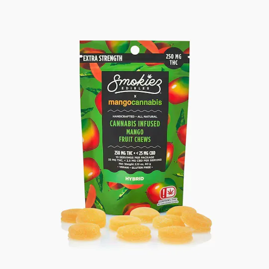 Smokiez Edibles - Smokiez + Mango Cannabis | Mango Fruit Chews | 250mg | 10ct | 25mg/ea - 1