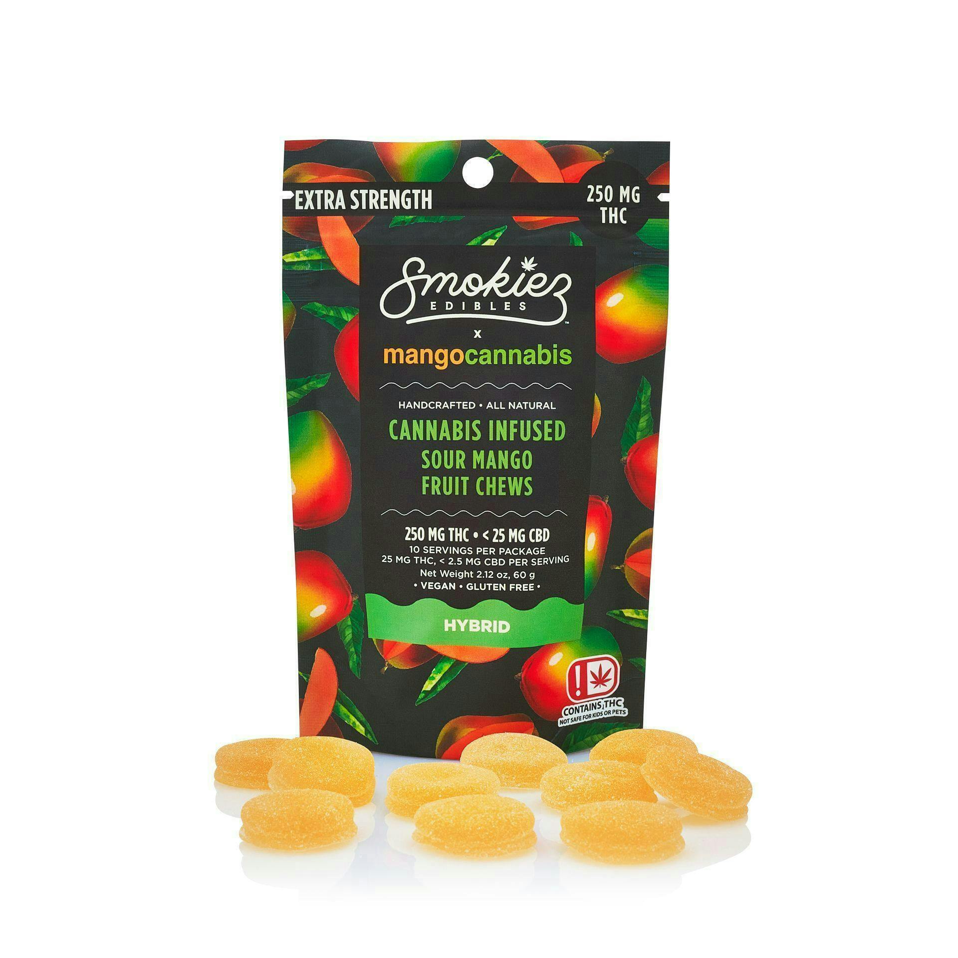 Smokiez Edibles - Smokiez + Mango Cannabis | Sour Mango Fruit Chews | 250mg | 10ct | 25mg/ea - 1