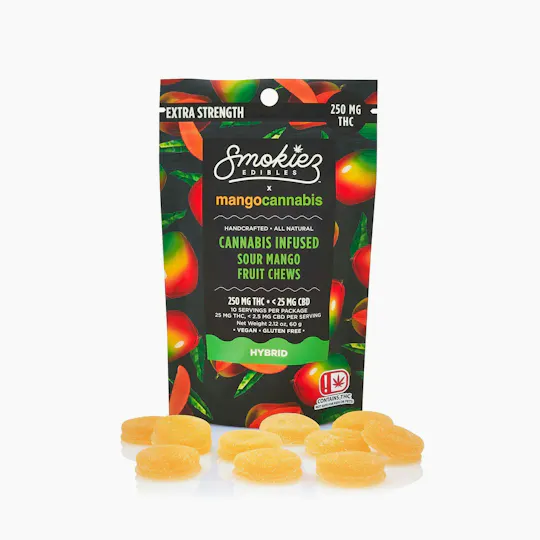 Smokiez Edibles - Smokiez + Mango Cannabis | Sour Mango Fruit Chews | 250mg | 10ct | 25mg/ea - 1