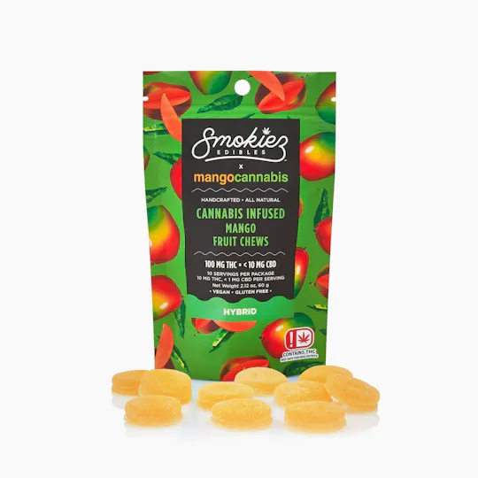 Smokiez Edibles - Smokiez + Mango Cannabis | Mango Fruit Chews | 100mg | 10ct | 10mg/ea - 1