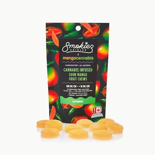 Smokiez Edibles - 100mg THC Sour Mango Fruit Chews - Smokiez x Mango Cannabis - 1